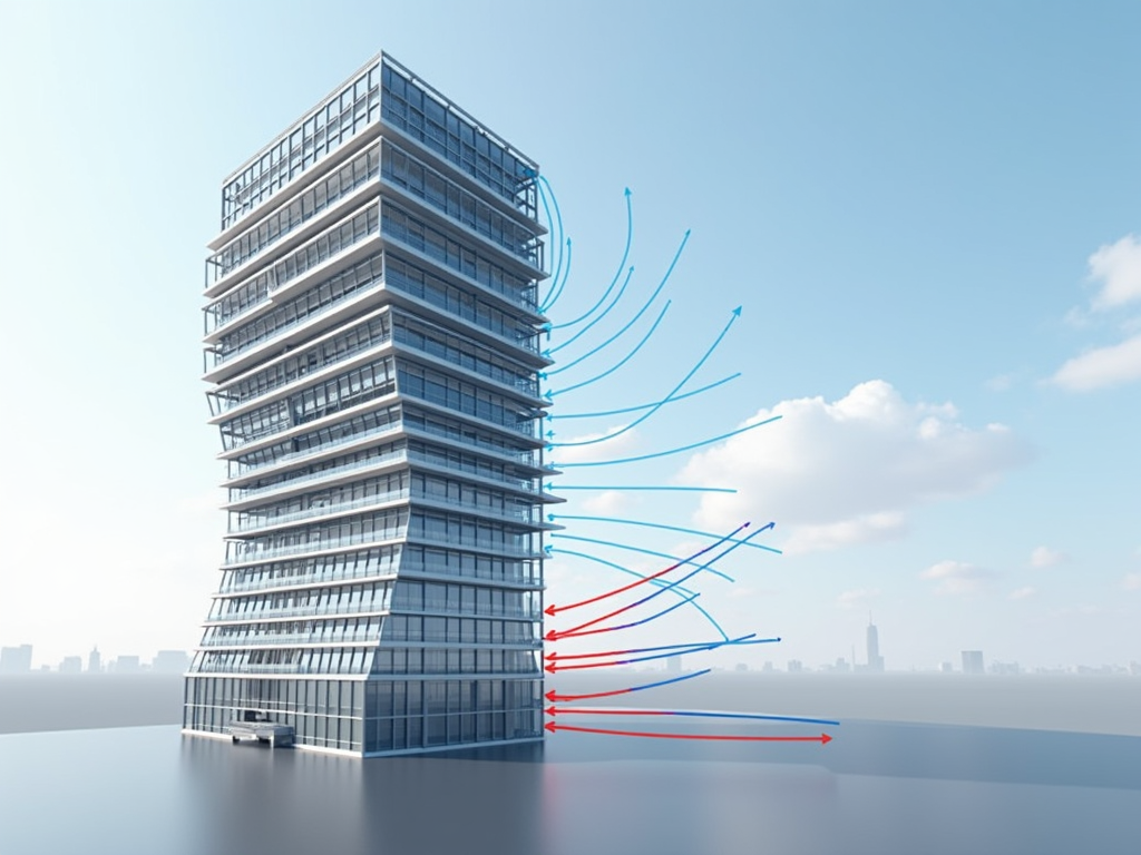 VR simulation of wind effects on a building